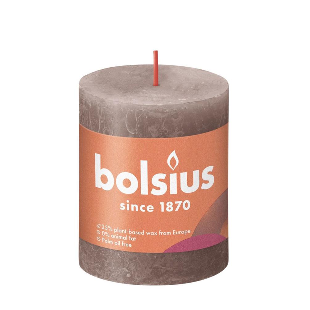 Bolsius Rustic Taupe Rustic Shine Pillar Candle 8cm x 7cm £4.04